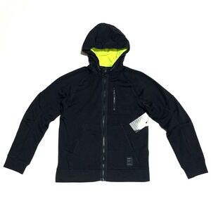 NWT Boys L 10-12 Athletic Works Black Full Zip Hoodie Jacket DriWorks Neon Lined